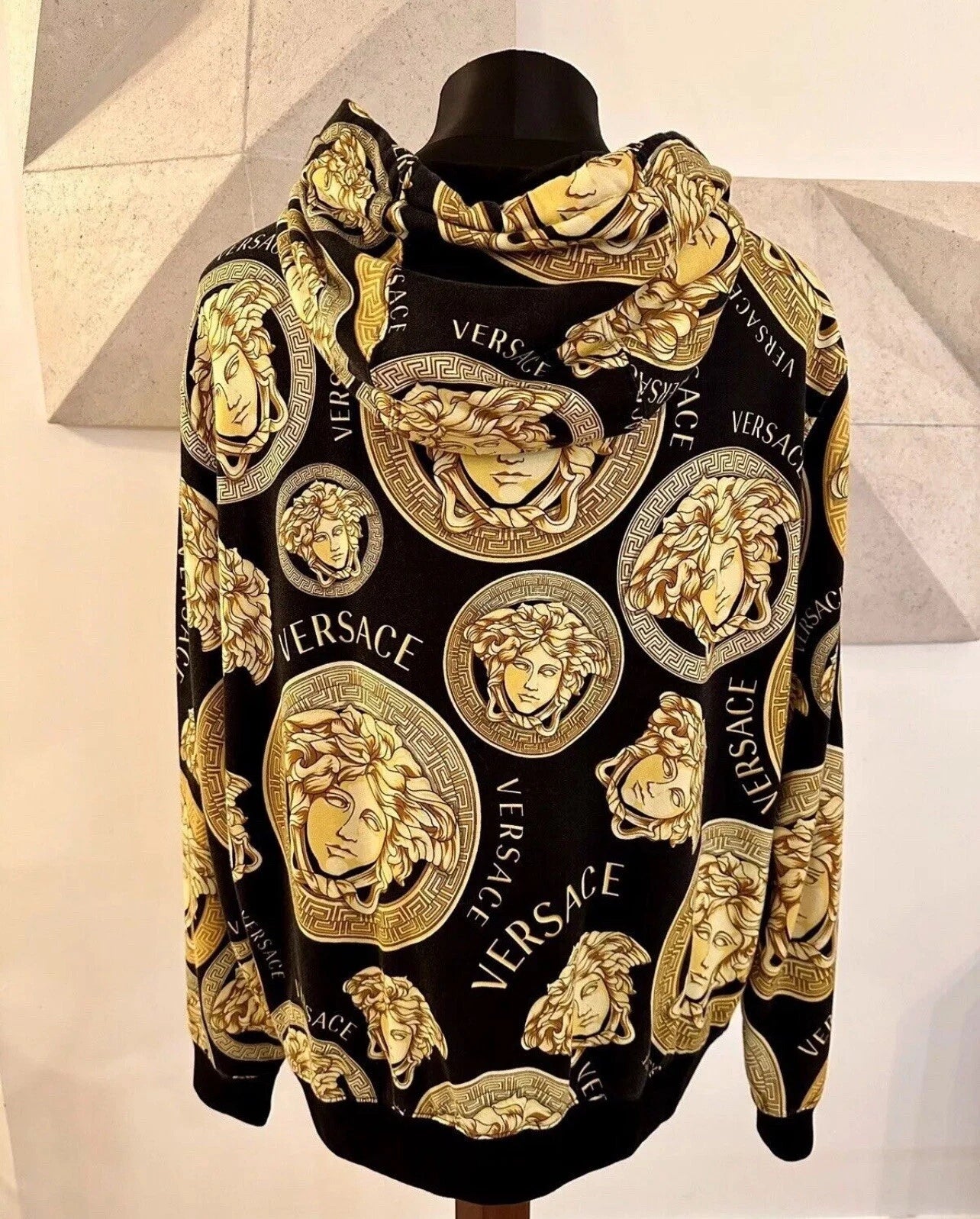 Versace Mens Amplified Medusa Logo Zip Hoodie Sweater Black Gold