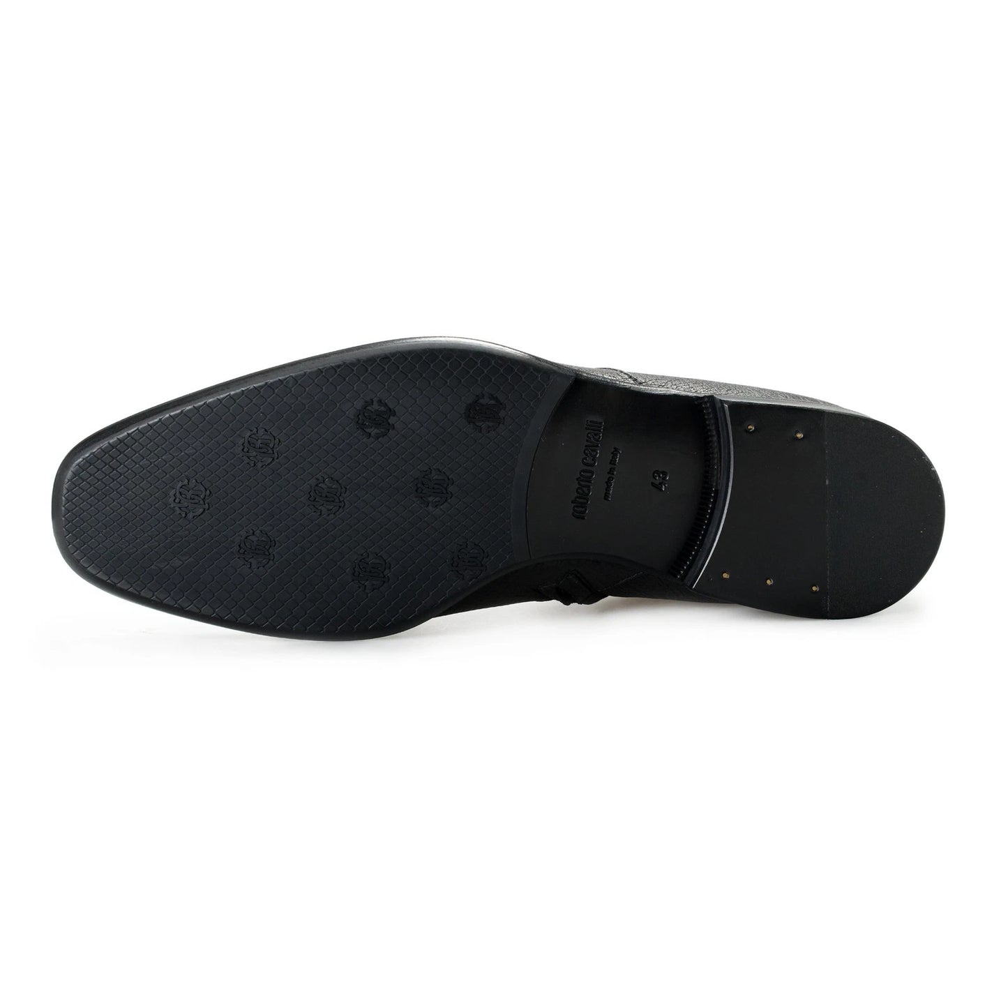 Roberto Cavalli Men's Off Black Textured Leather