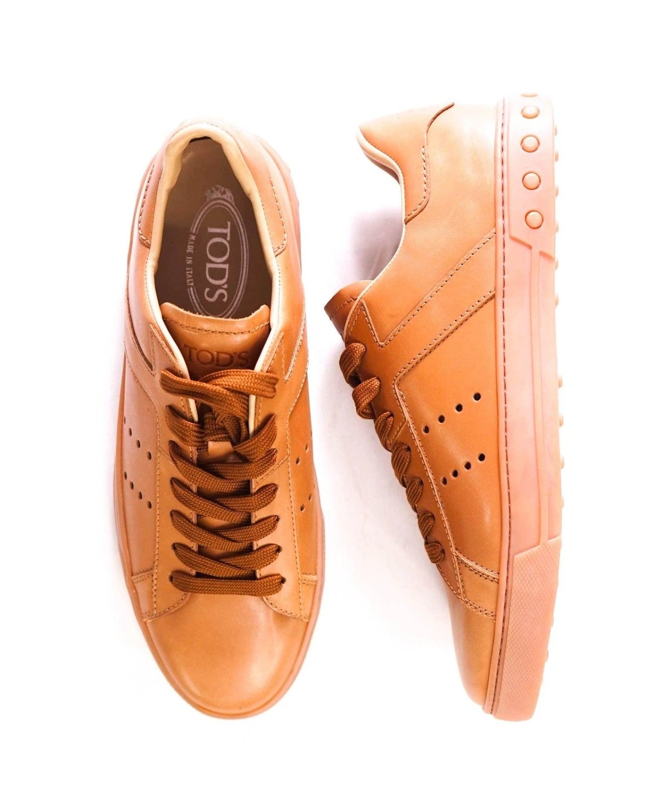 TOD'S - T LOGO Leather Brown Sneakers