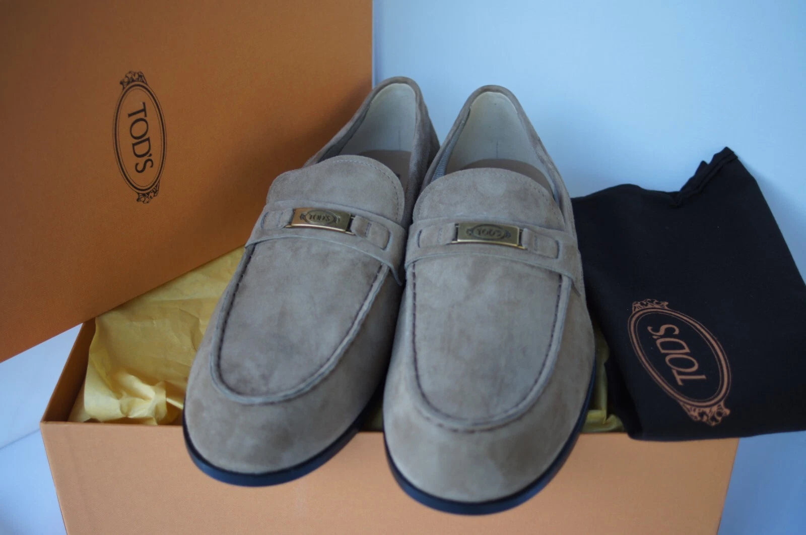 Tod's Men's Shoes Loafers Piastr Logo Brown Suede