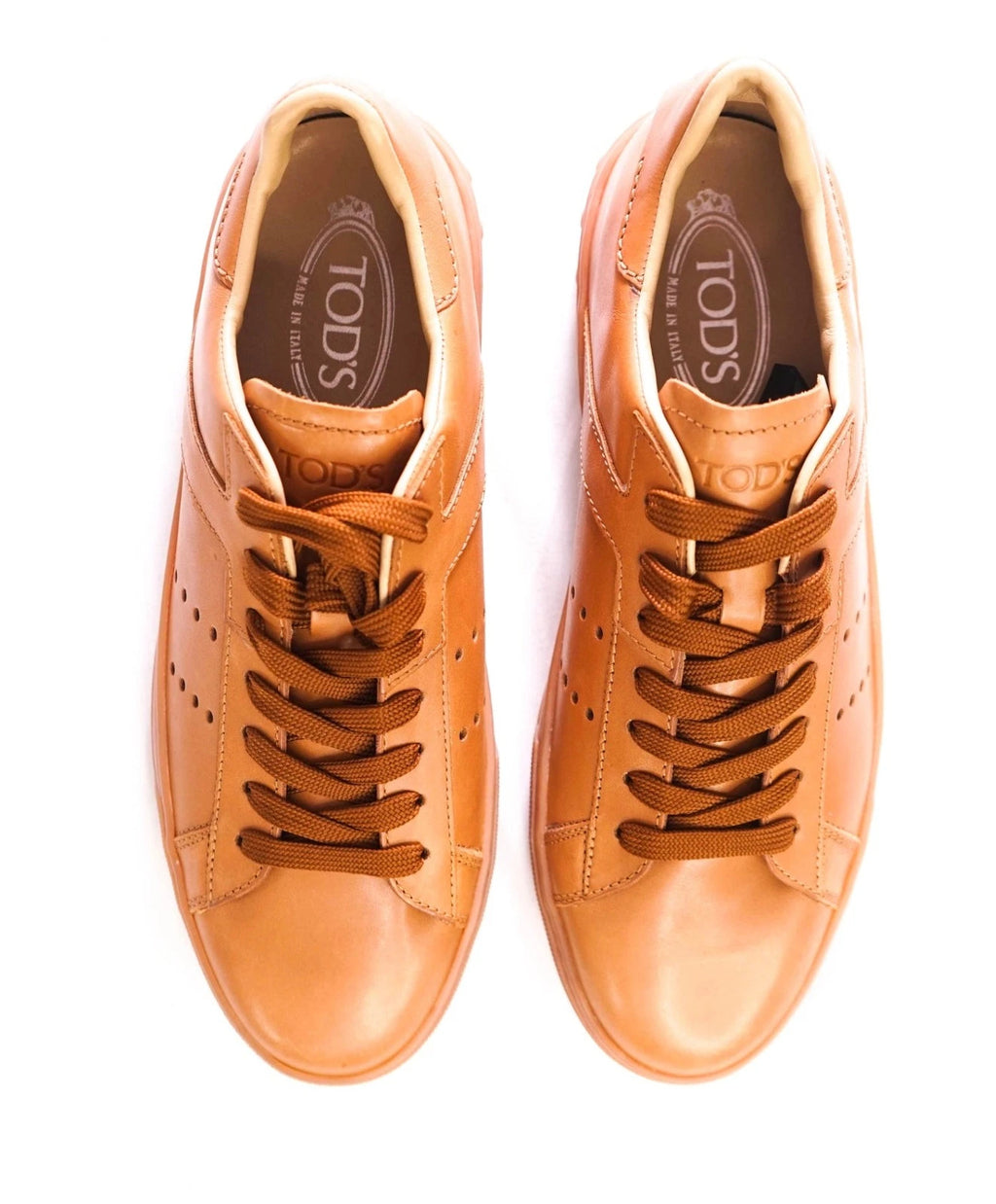 TOD'S - T LOGO Leather Brown Sneakers