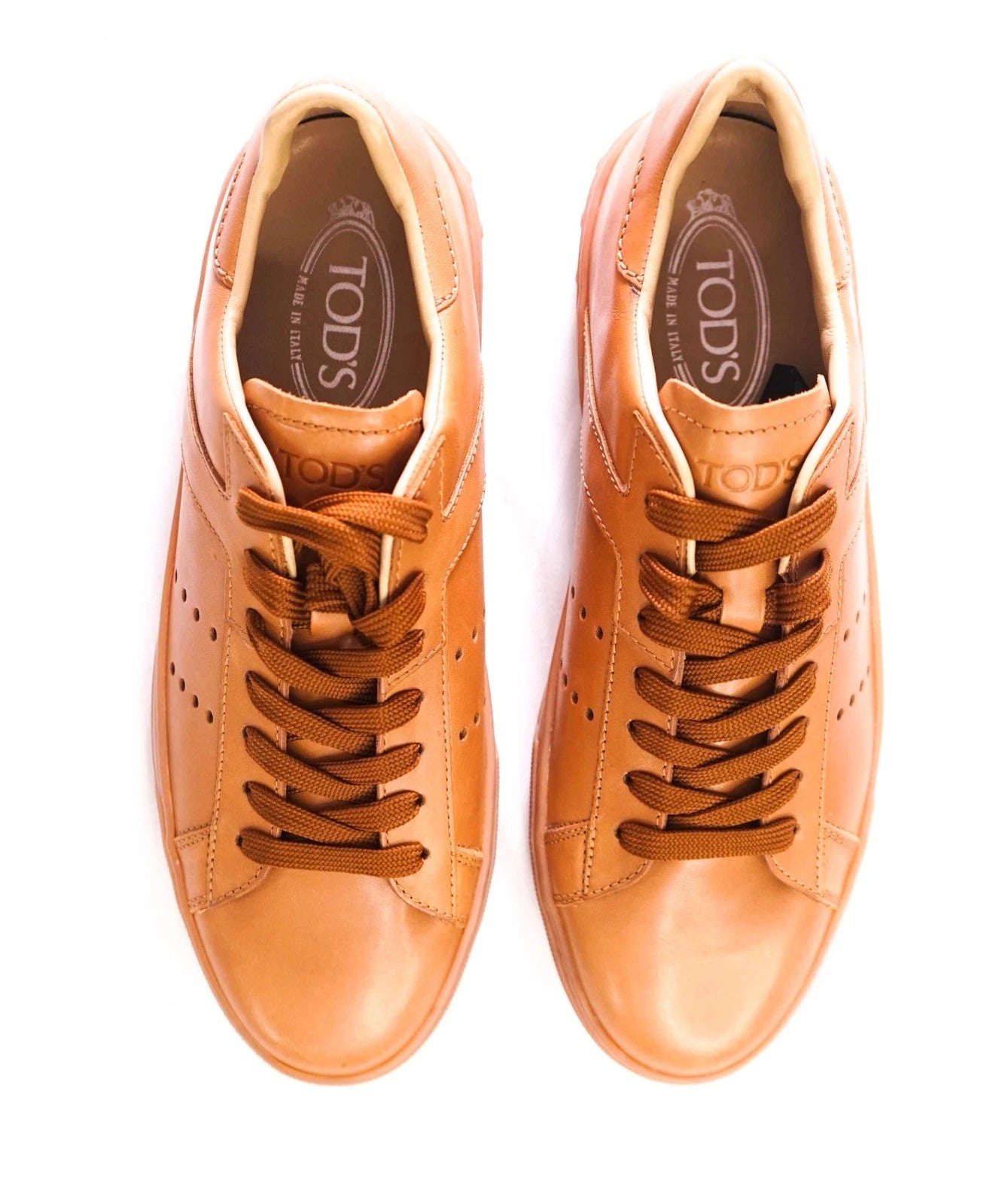 TOD'S - T LOGO Leather Brown Sneakers