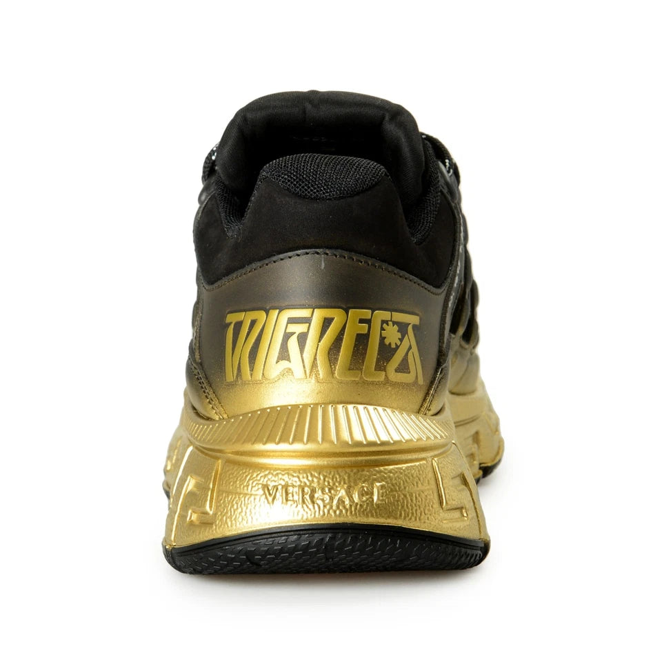 Versace Men's Black & Gold Logo Leather