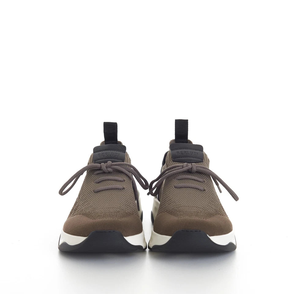 BERLUTI Shadow Scritto Knit And Lagoon Calf Sneaker