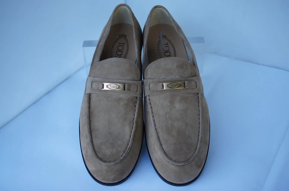 Tod's Men's Shoes Loafers Piastr Logo Brown Suede