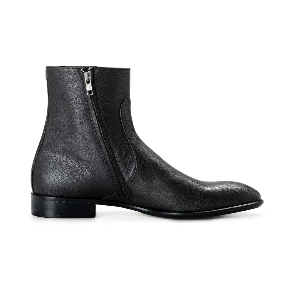 Roberto Cavalli Men's Off Black Textured Leather