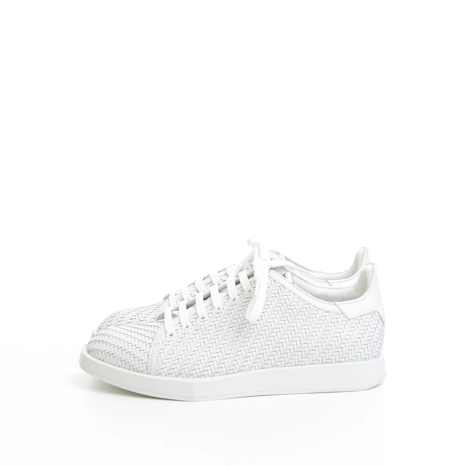 BERLUTI White Braided Leather Stellar Low Top Sneakers