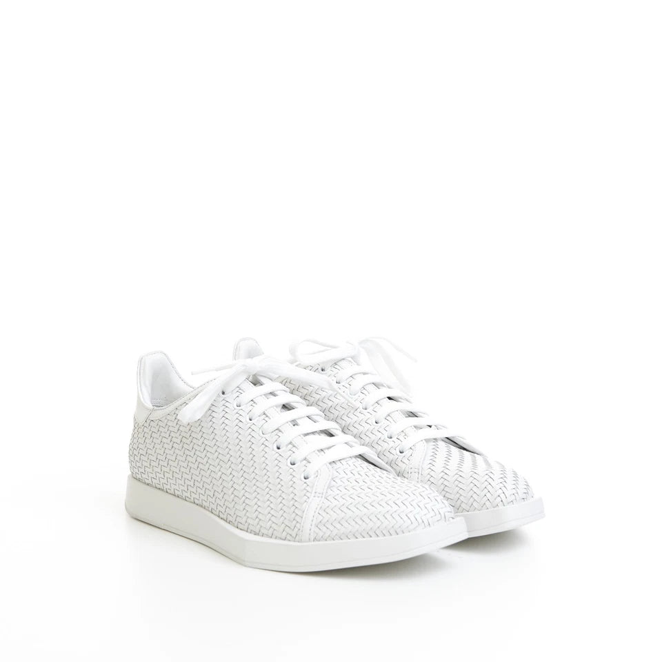 BERLUTI White Braided Leather Stellar Low Top Sneakers