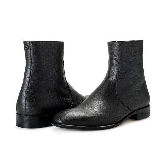 Roberto Cavalli Men's Off Black Textured Leather