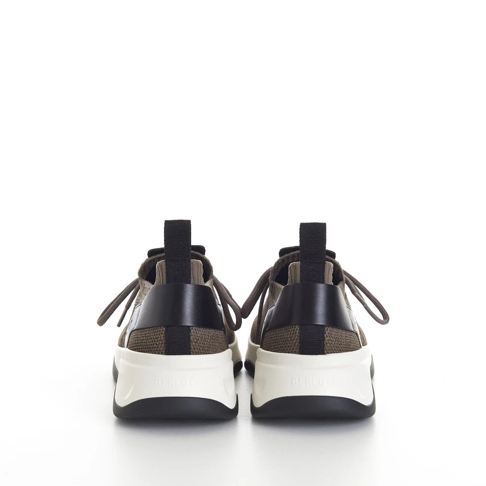 BERLUTI Shadow Scritto Knit And Lagoon Calf Sneaker