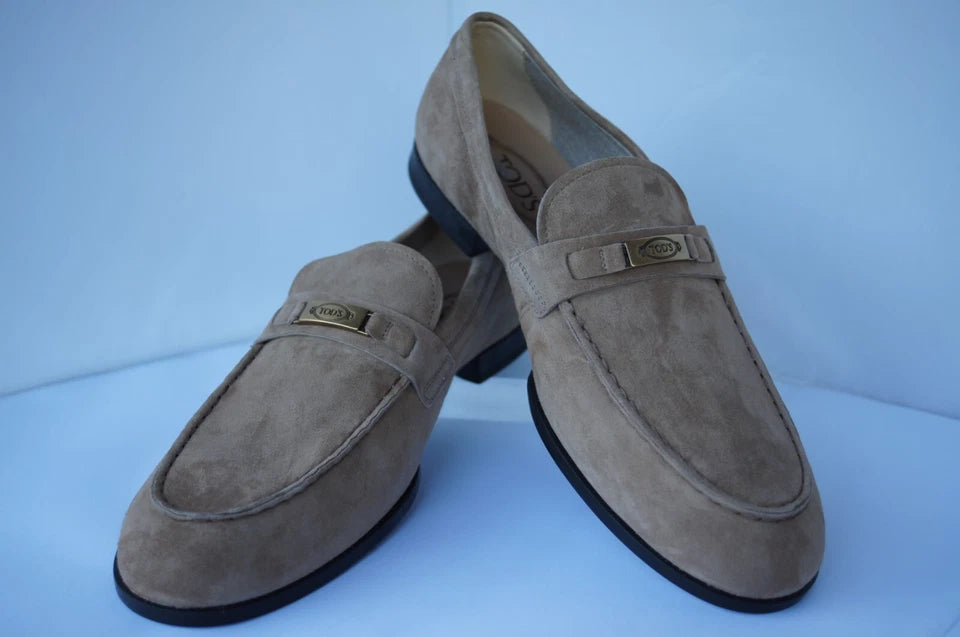 Tod's Men's Shoes Loafers Piastr Logo Brown Suede